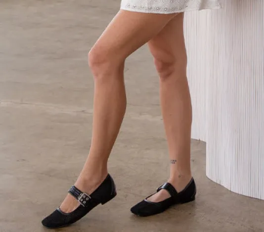 The Net & Leather Maryjane in Black