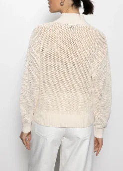 The Open Knit 1/2 Zip Sweater in Natural