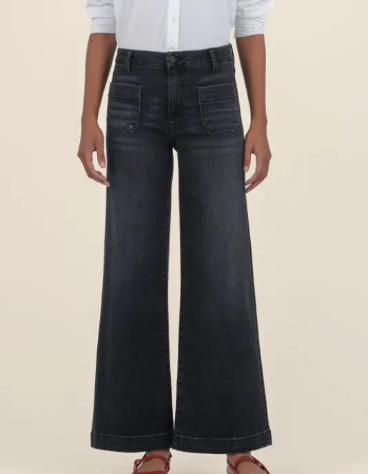 The Patch Pocket Wide Leg in Black Wash