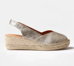 The Peep Toe Espadrille in Platinum