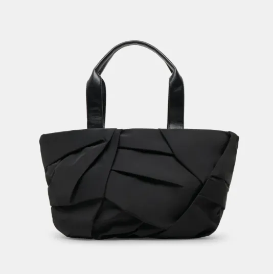 The Pleated Nylon Tote in Black