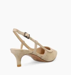 The Posted Sling Almond Toe Pump in Mushroom