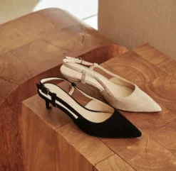 The Posted Sling Almond Toe Pump in Mushroom