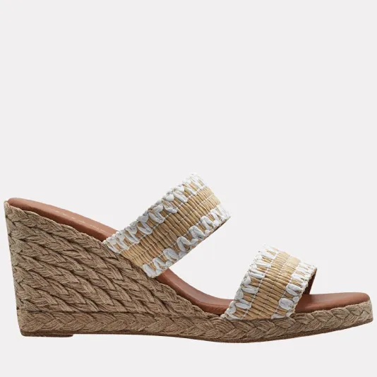 The Raffia 2 Band Espadrille in Beige White