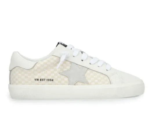 The Raffia Checkered Star Lace Sneaker in Natural