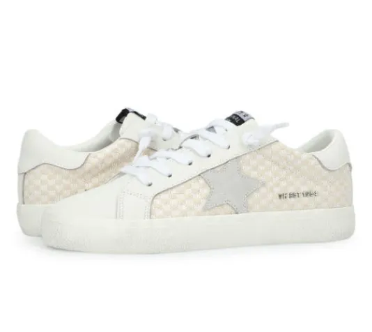 The Raffia Checkered Star Lace Sneaker in Natural