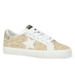 The Raffia Crochet Star Lace Sneaker in Dark Natural
