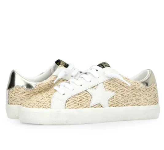 The Raffia Crochet Star Lace Sneaker in Dark Natural