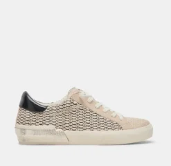 The Raffia Fabric Lace Sneaker in Black Natural