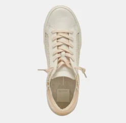 The Raffia Fabric Lace Sneaker in Tan Cream