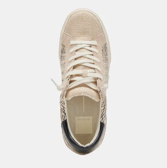 The Raffia Fabric Lace Sneaker in Black Natural