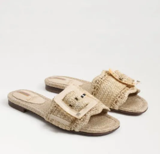 The Raffia Flat Sandal with Buckle