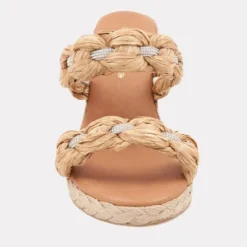 The Raffia With Crystal Braided Band Espadrille in Natural