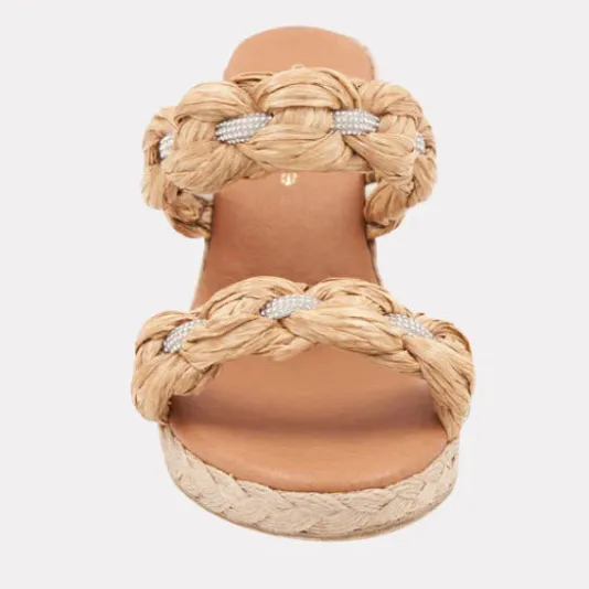 The Raffia With Crystal Braided Band Espadrille in Natural