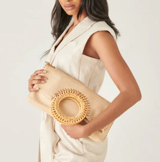 The Rattan Handle Clutch in Natural
