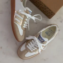 The Retro Soccer Lace Sneaker in Beige