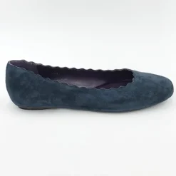 The Scallop Ballet in Navy Suede