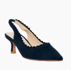 The Scallop Edge Sling Pump in Midnight