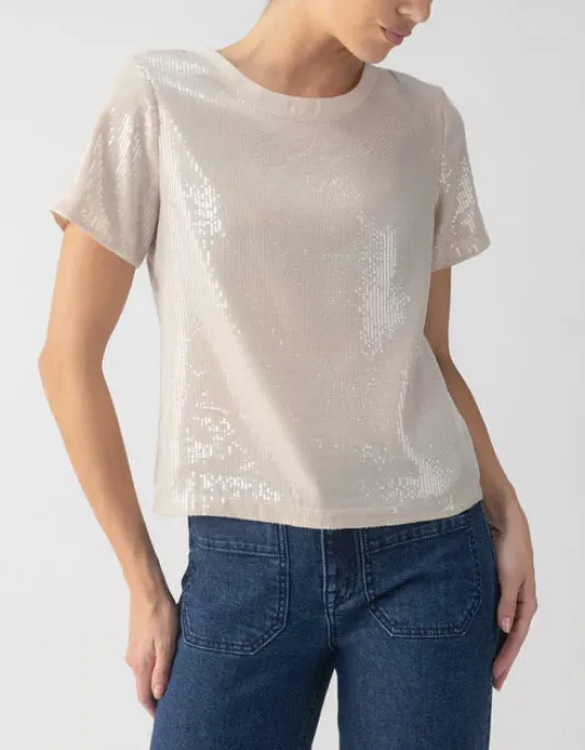 The Sequin Tee in Frosted Almond