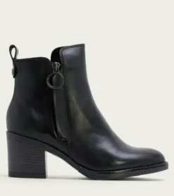 The Side Zip Ankle Bootie in Black