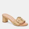 The Slide Sandal with Oversized Gold Buckle in Natural