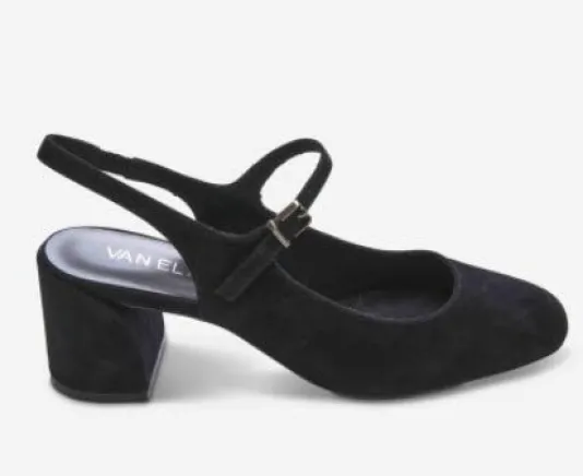 The Sling Back Almond Toe MJ Pump in Black