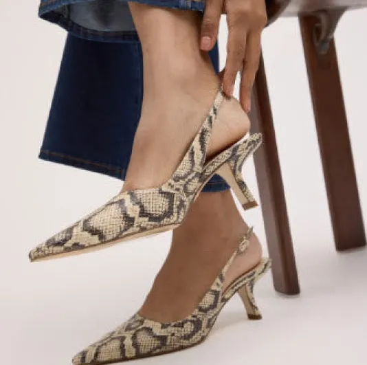 The Sling Back Pointed Pump in Snake