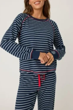 The Stripe Crew Neck in Midnight
