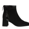The Suede & Leather Back Zip Bootie in Black