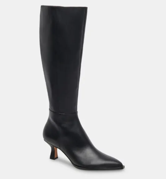 The Tall Boot on Mid Sabrina Heel in Black