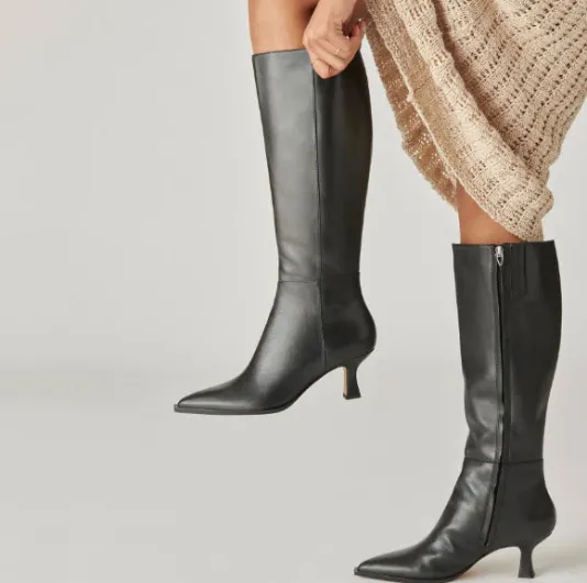 The Tall Boot on Mid Sabrina Heel in Black