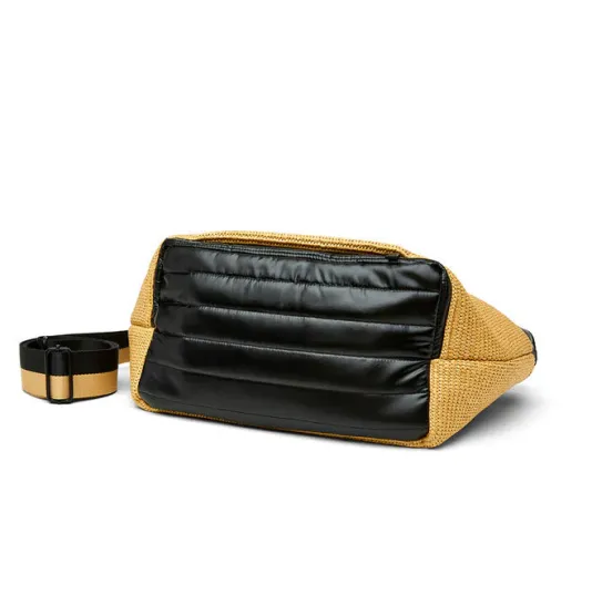 The Trailblazer Shoulder Bag in Dune Raffia and Black