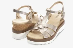 The T-Strap Cork Wedge with Sport Bottom in Shell