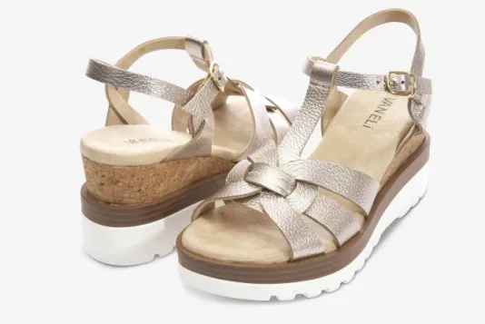 The T-Strap Cork Wedge with Sport Bottom in Shell