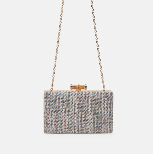 The Tweed Clutch in Blue Multi