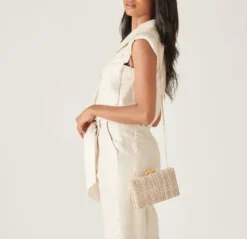 The Tweed Clutch in Bone Multi