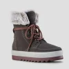 The Waterproof Fur Collar Lace Snow Boot in Pewter