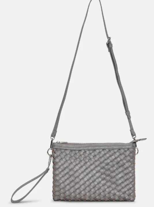 The Woven Crossbody in Gun Metal