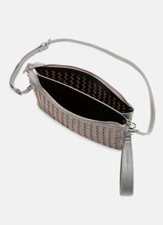 The Woven Crossbody in Gun Metal