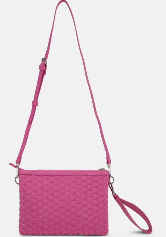 The Woven Crossbody in Hot Pink
