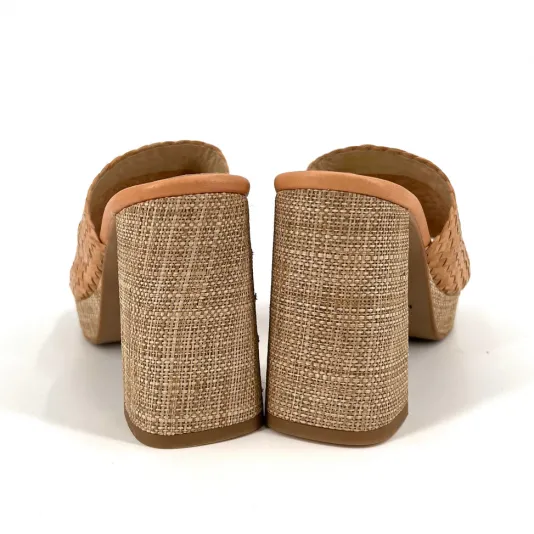 The Woven Platform Slide Sandal in Luggage