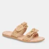 The Woven Raffia Dual Bow Flat Sandal in Natural