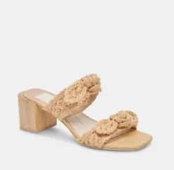 The Woven Raffia Dual Bow Sandal in Natural