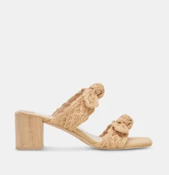 The Woven Raffia Dual Bow Sandal in Natural