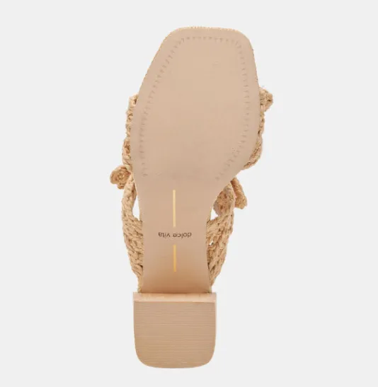The Woven Raffia Dual Bow Sandal in Natural